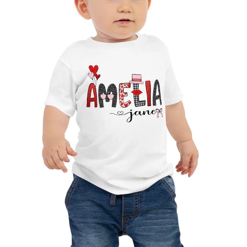 Valentine Personalized Baby Girl Jersey Short Sleeve Tee Amazing Faith Designs