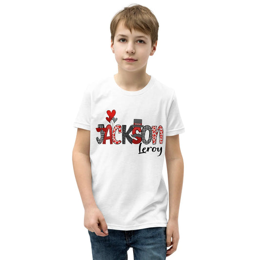 Valentine Personalized Boy's Youth Short Sleeve T-Shirt Amazing Faith Designs