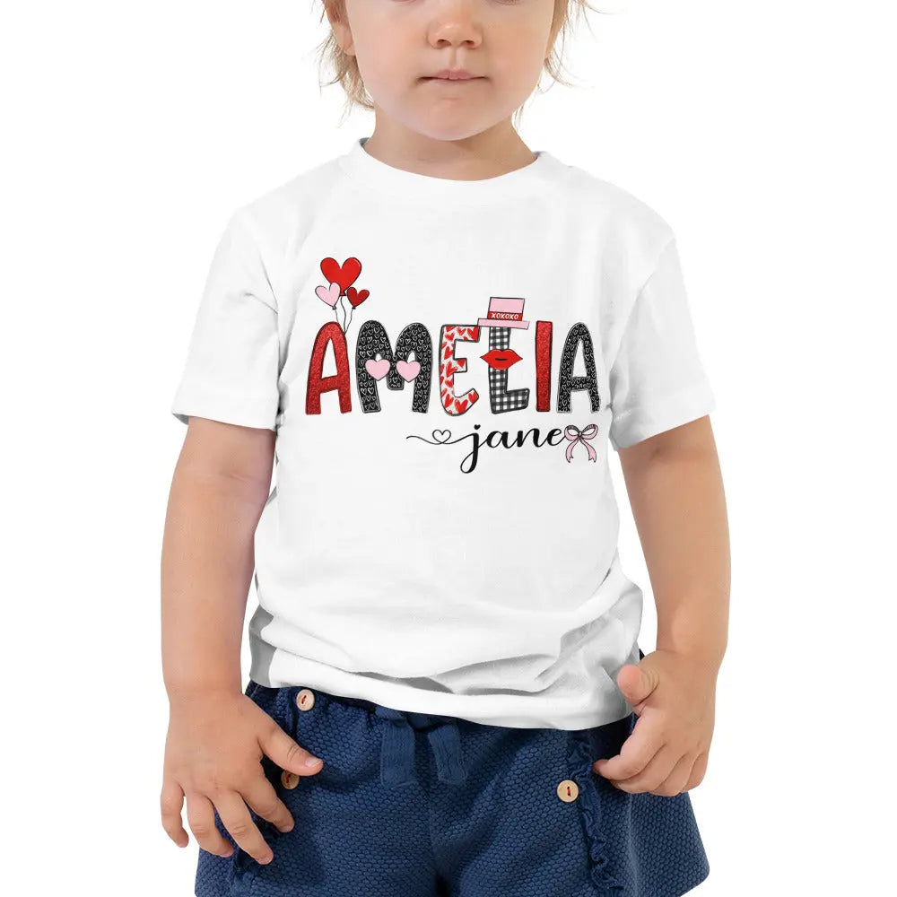 Valentine Personalized Toddler Girl Short Sleeve Tee Amazing Faith Designs