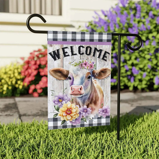 Welcome Cow Garden Flag Amazing Faith Designs