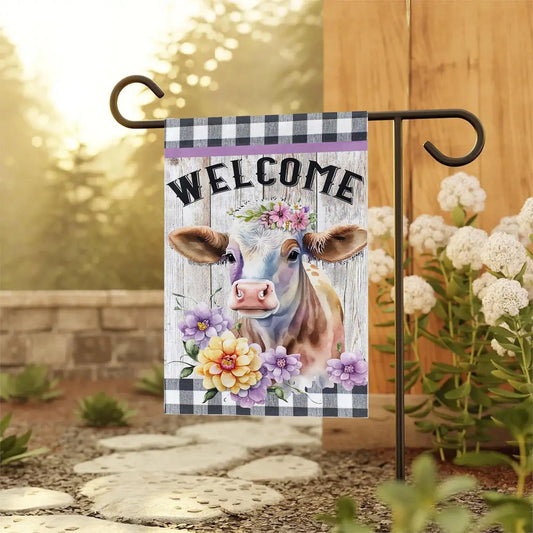 Welcome Cow Garden Flag Amazing Faith Designs