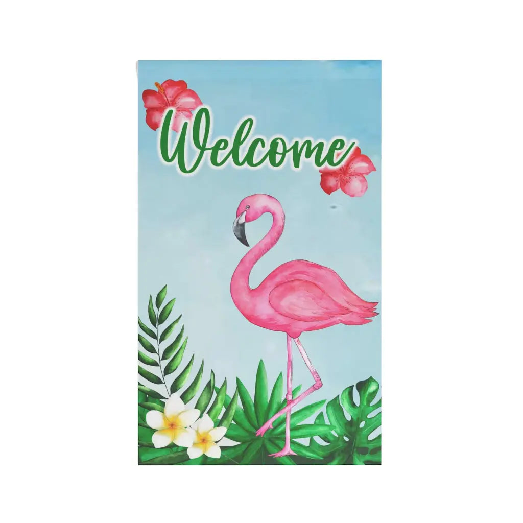 Welcome Flamingo Tropical House Flag Banner | 3 x 5 Printify