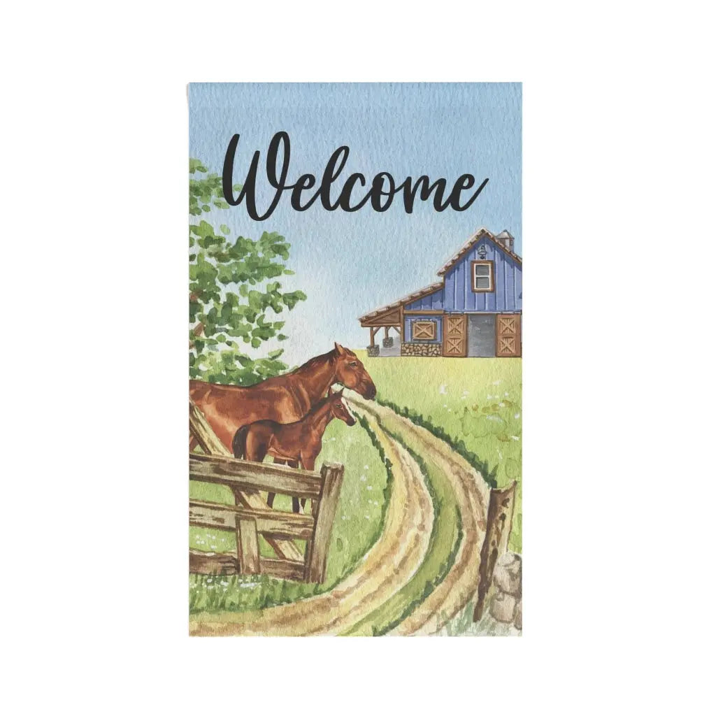 Welcome Horse Farm House Flag Banner | 3 x 5 Printify