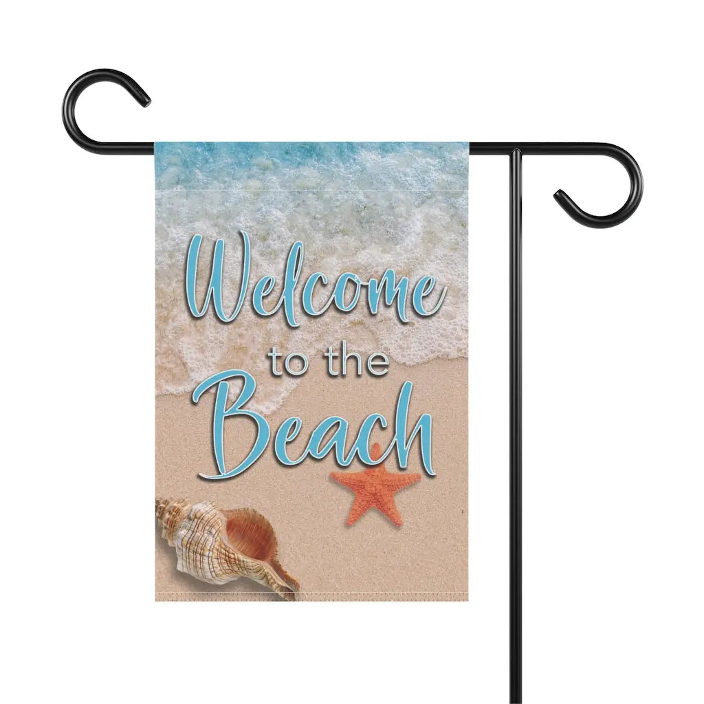 Welcome to the Beach Starfish Garden Flag Printify