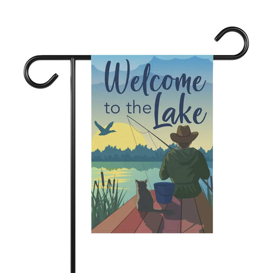 Welcome to the Lake Fisherman Garden Flag Printify