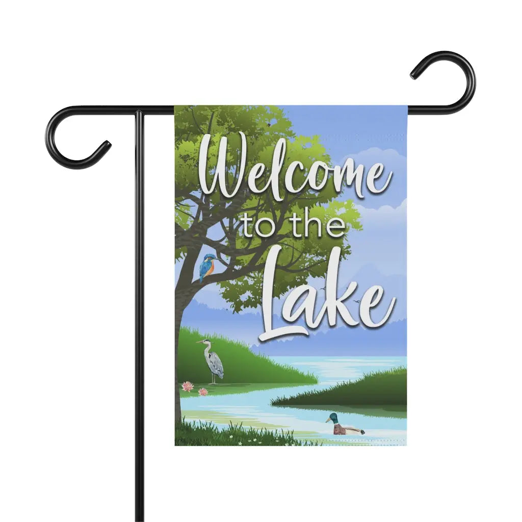 Welcome to the Lake Garden Flag Printify