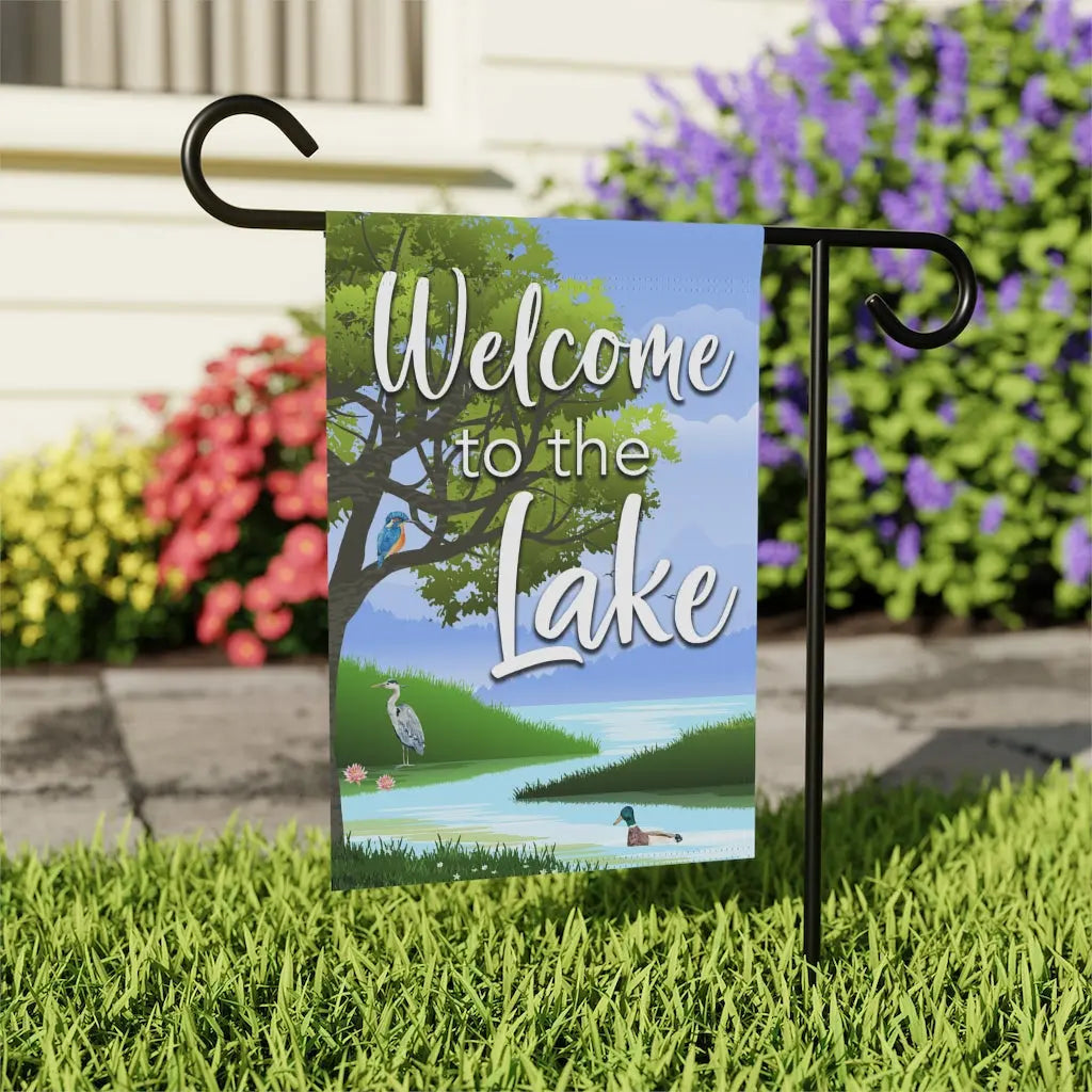 Welcome to the Lake Garden Flag Printify