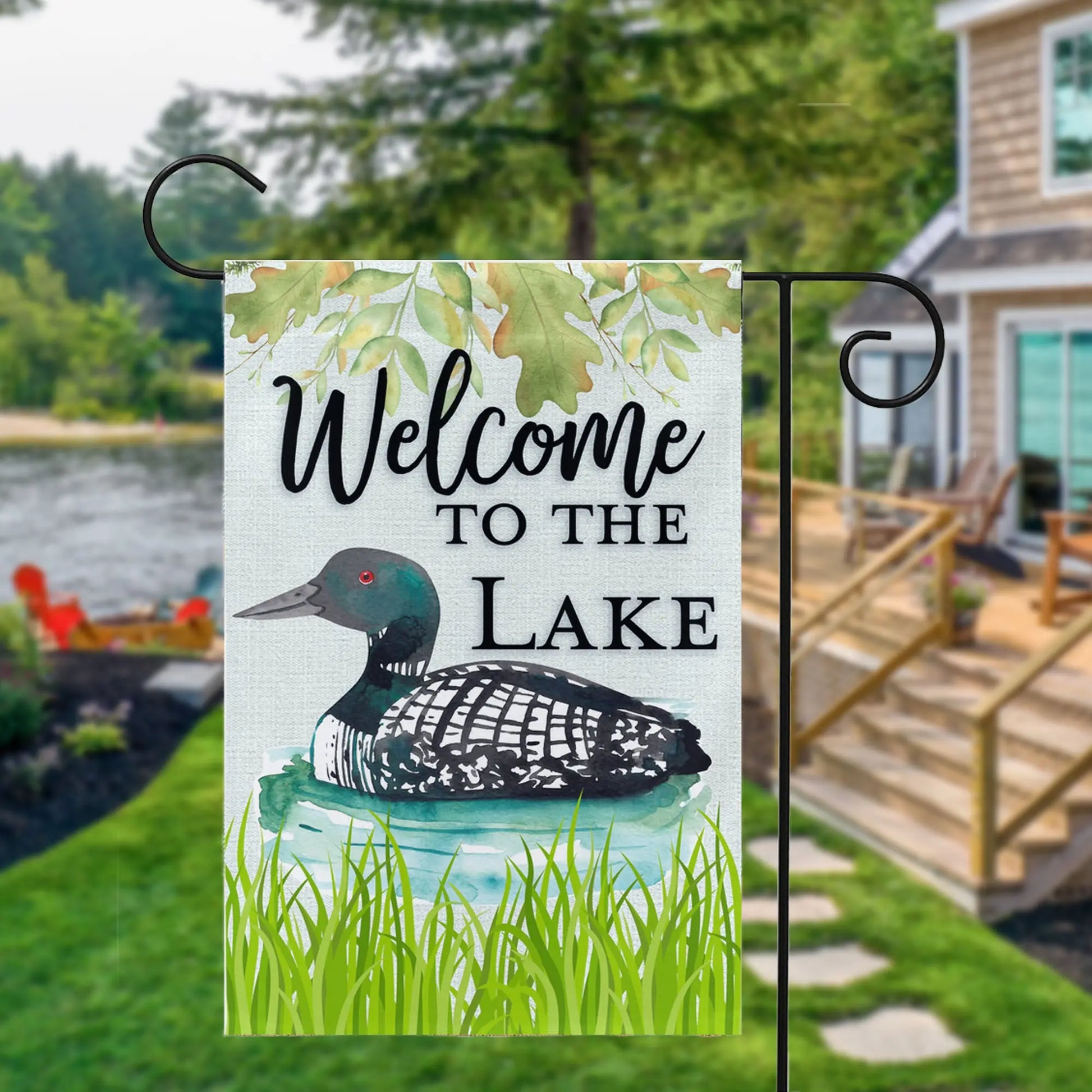 Welcome to the Lake Loon Garden Yard Flag Amazing Faith Designs
