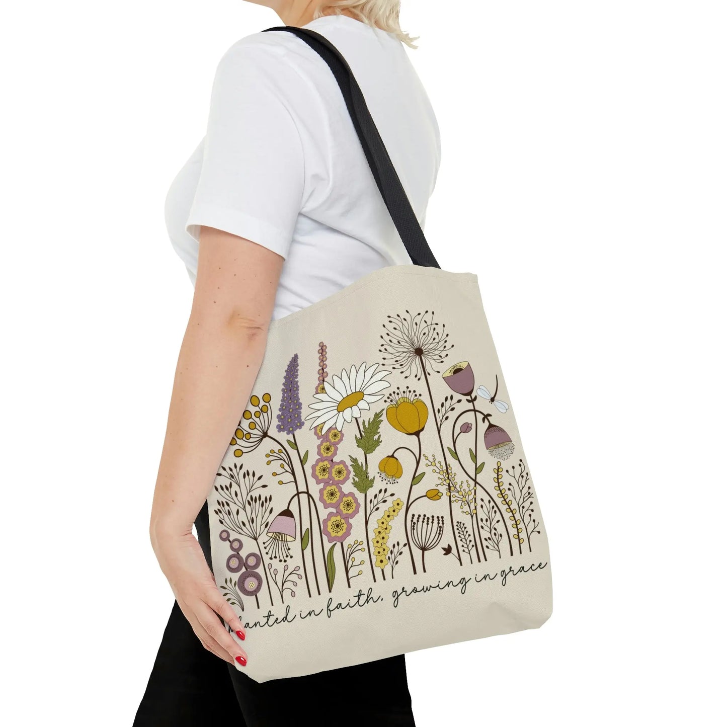 Wildflower Tote Bag, Christian Tote Bags, Bridesmaid Tote, Beach Tote, Bridesmaid Gift, Bridal Party Gifts, Wedding Welcome Bag Printify