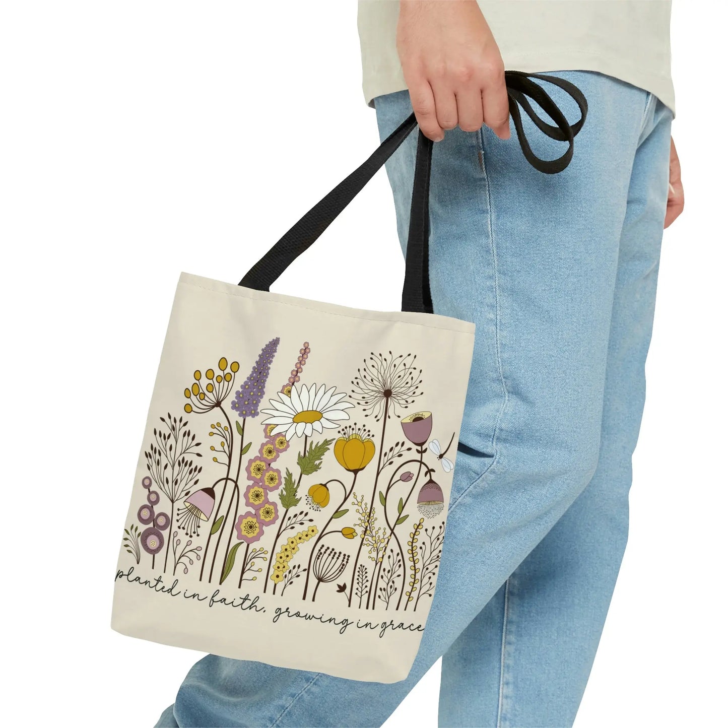 Wildflower Tote Bag, Christian Tote Bags, Bridesmaid Tote, Beach Tote, Bridesmaid Gift, Bridal Party Gifts, Wedding Welcome Bag Printify