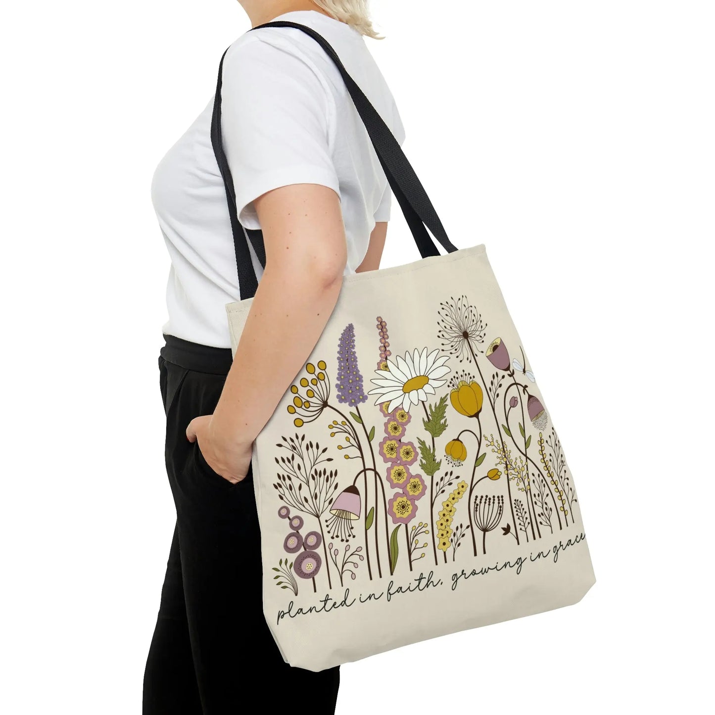 Wildflower Tote Bag, Christian Tote Bags, Bridesmaid Tote, Beach Tote, Bridesmaid Gift, Bridal Party Gifts, Wedding Welcome Bag Printify