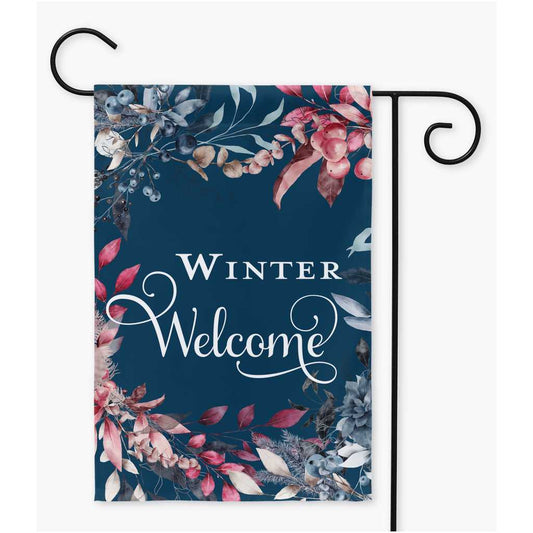 Winter Welcome Floral Garden Flag Amazing Faith Designs