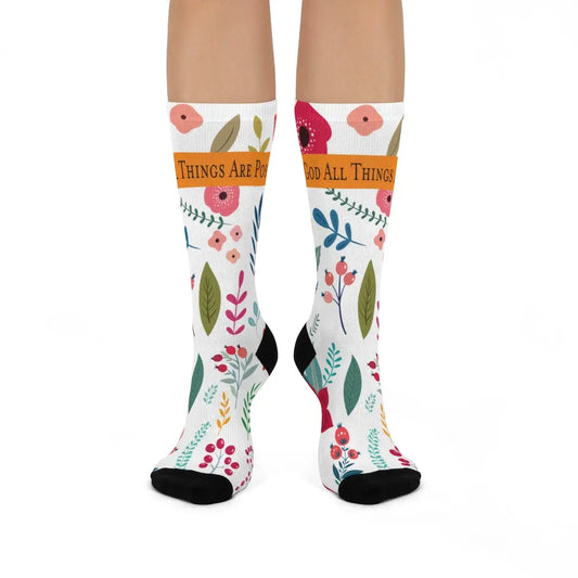 With God All Things Are Possible Christian Socks | Floral Socks for Her Printify