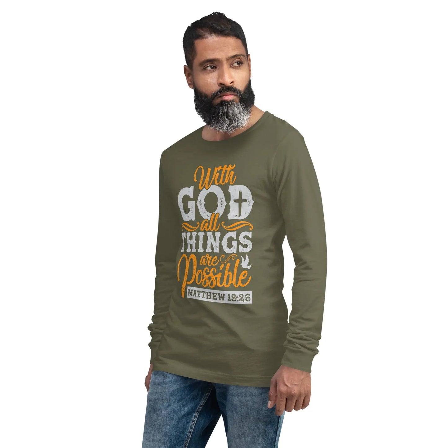 With God All Things Are Possible Long Sleeve Tee Amazing Faith Designs