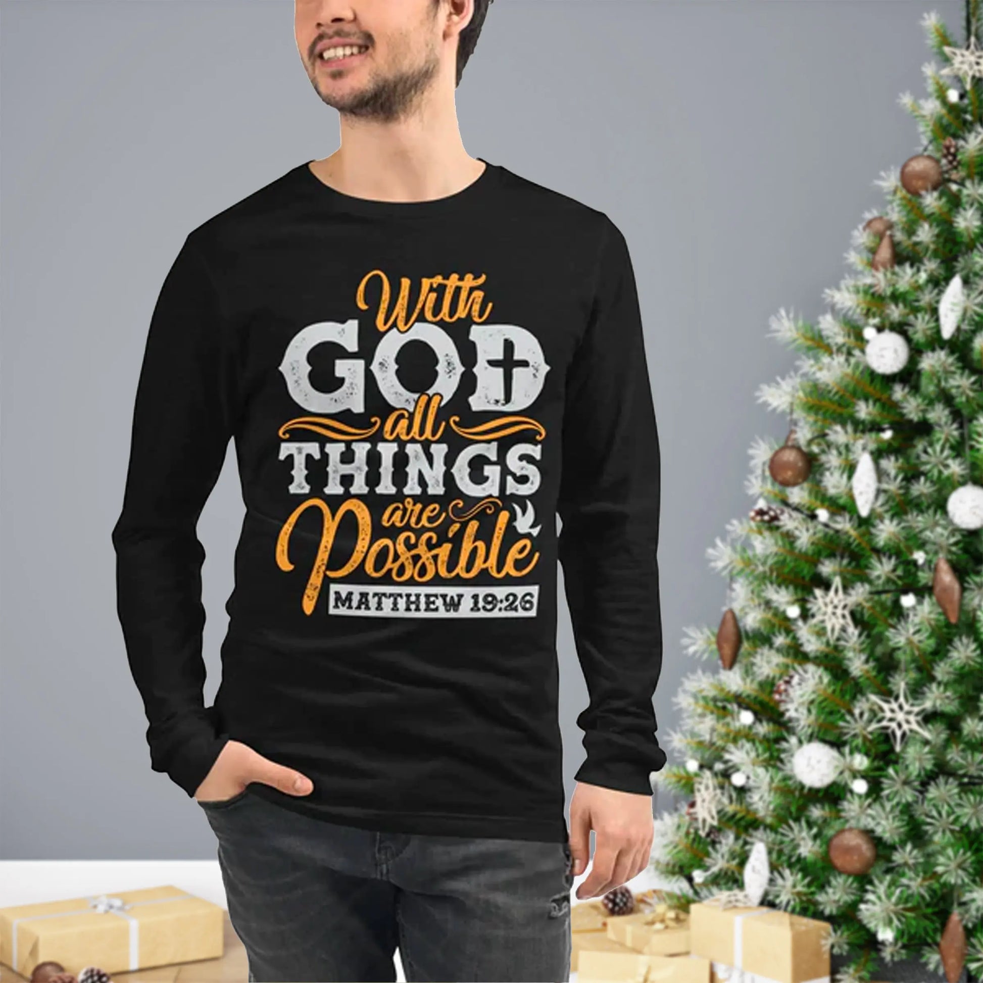 With God All Things Are Possible Long Sleeve Tee Amazing Faith Designs