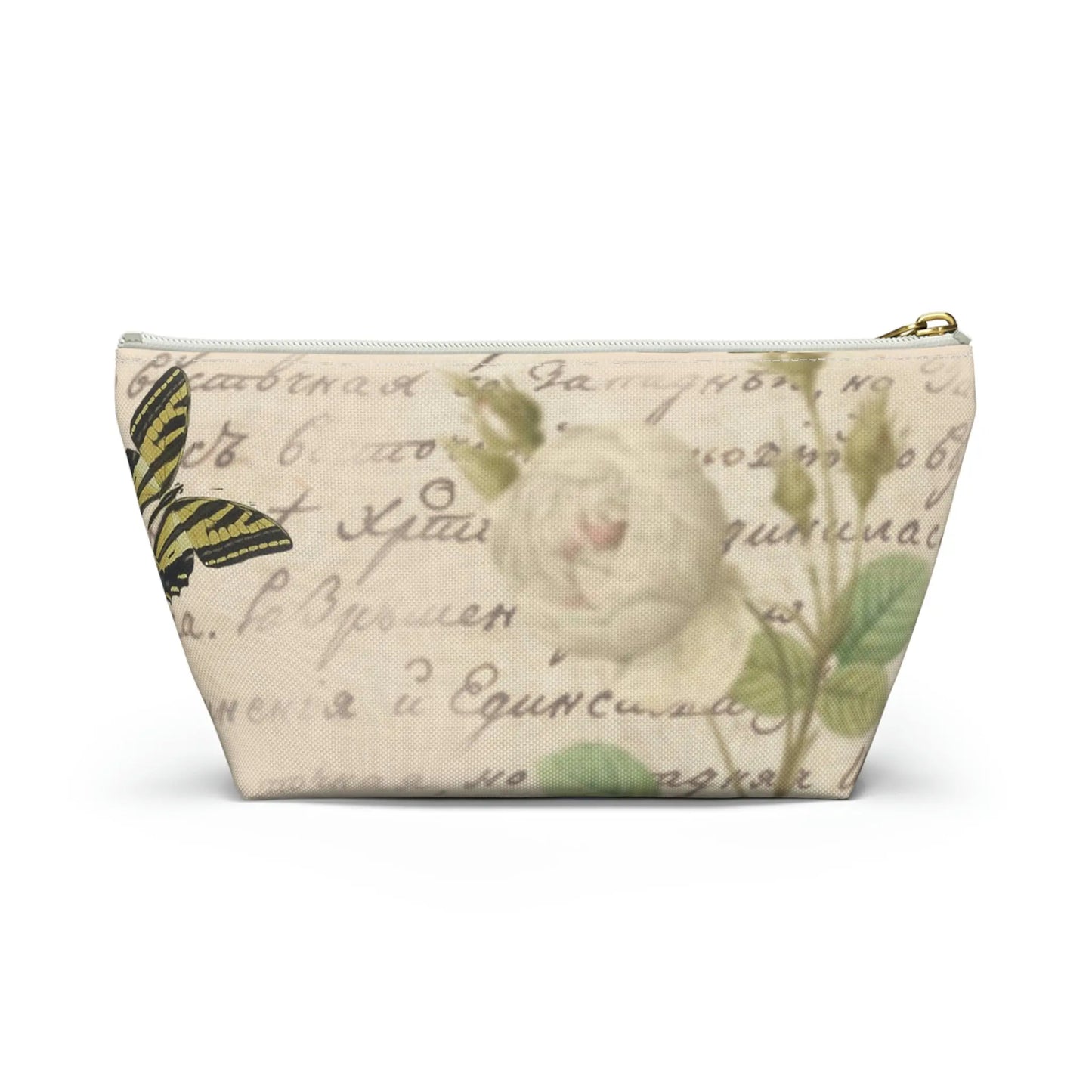 With God All Things Are Possible Makeup Accessory Pouch w T-bottom - Vintage Roses Printify