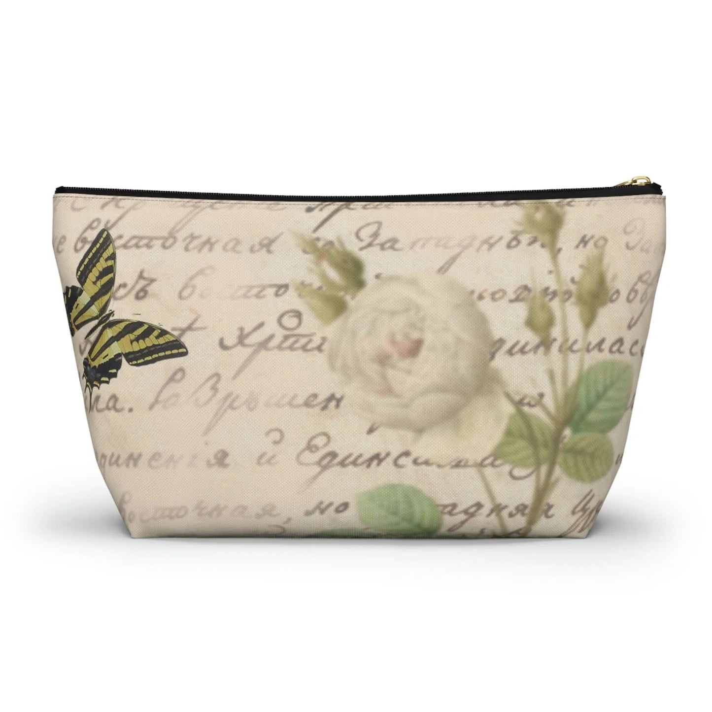 With God All Things Are Possible Makeup Accessory Pouch w T-bottom - Vintage Roses Printify