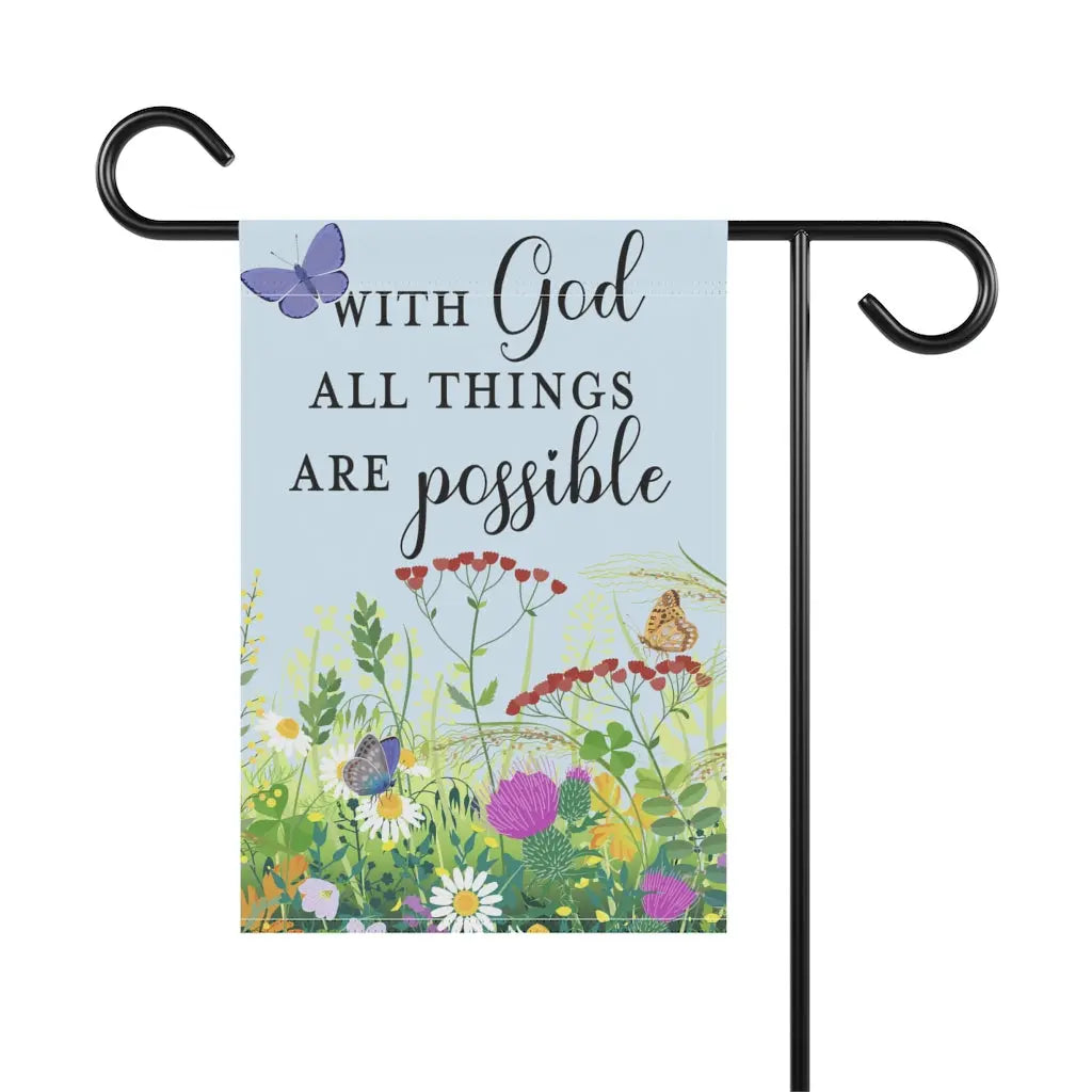 With God All Things Are Possible Summer Meadow Scripture Garden Flag Printify