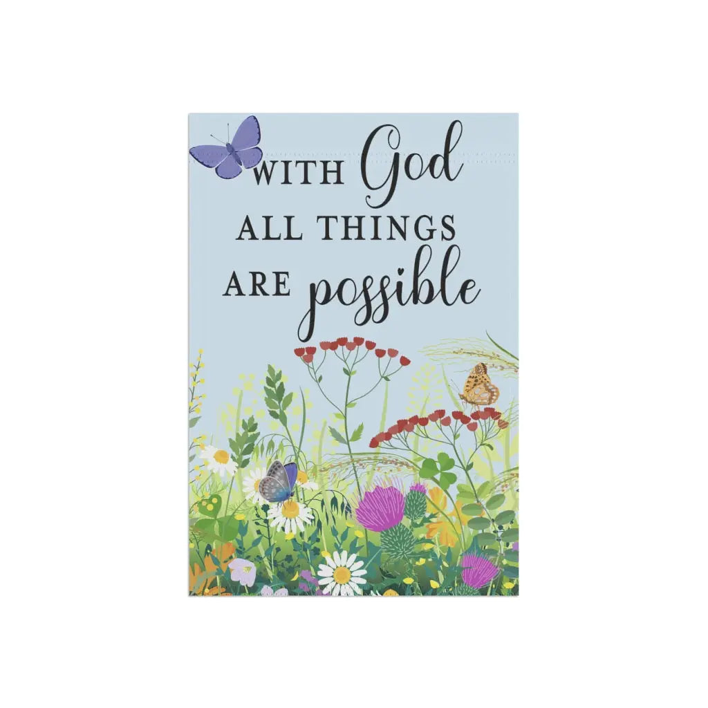 With God All Things Are Possible Summer Meadow Scripture Garden Flag Printify