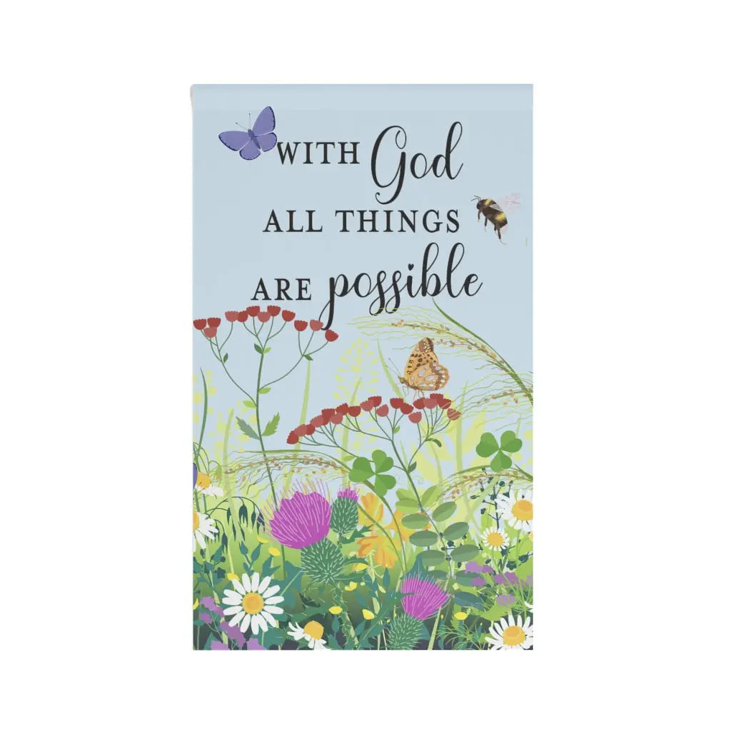 With God All Things Are Possible Summer Meadow Scripture House Flag Banner | 3 x 5 Printify