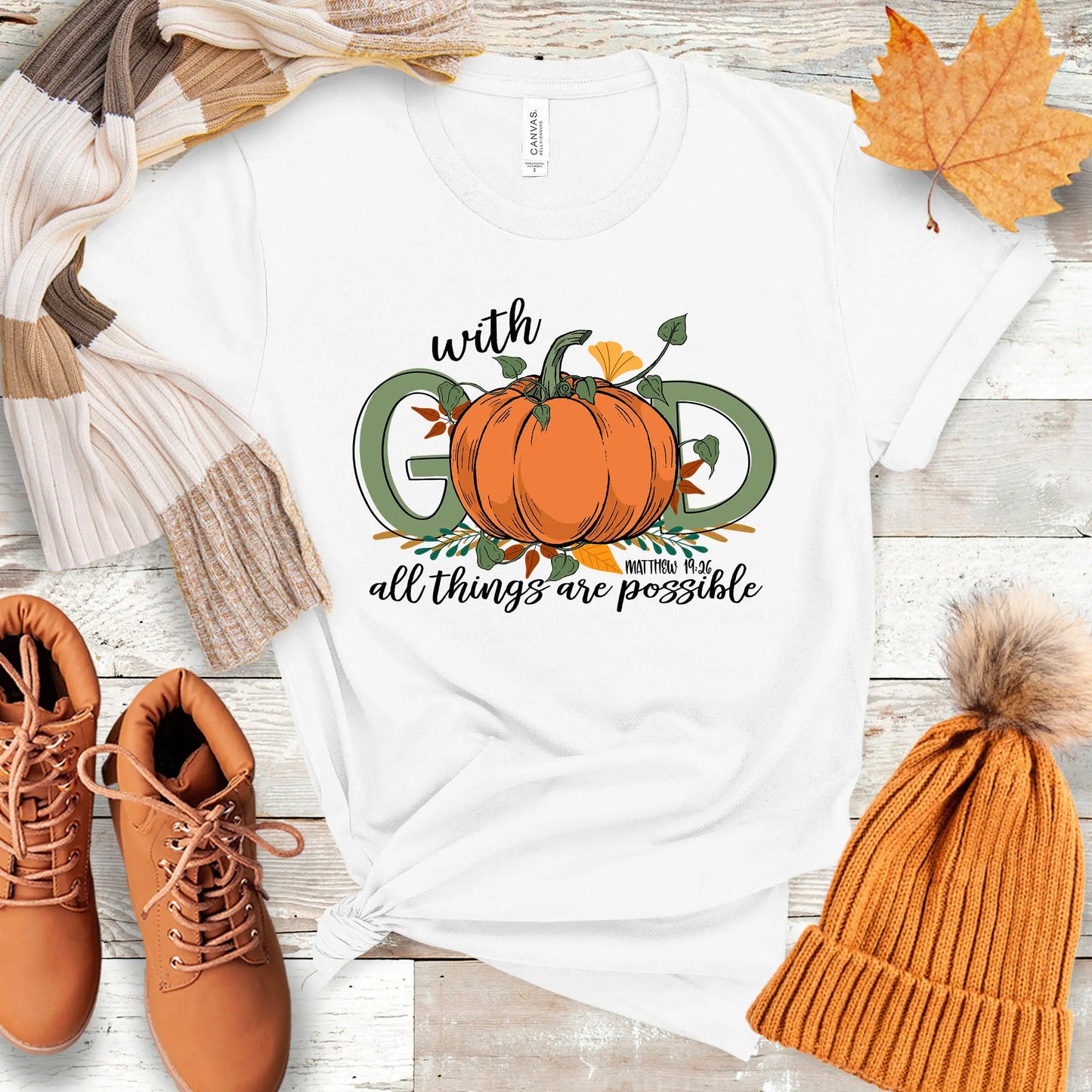 With God Fall Pumpkin Tee Printify