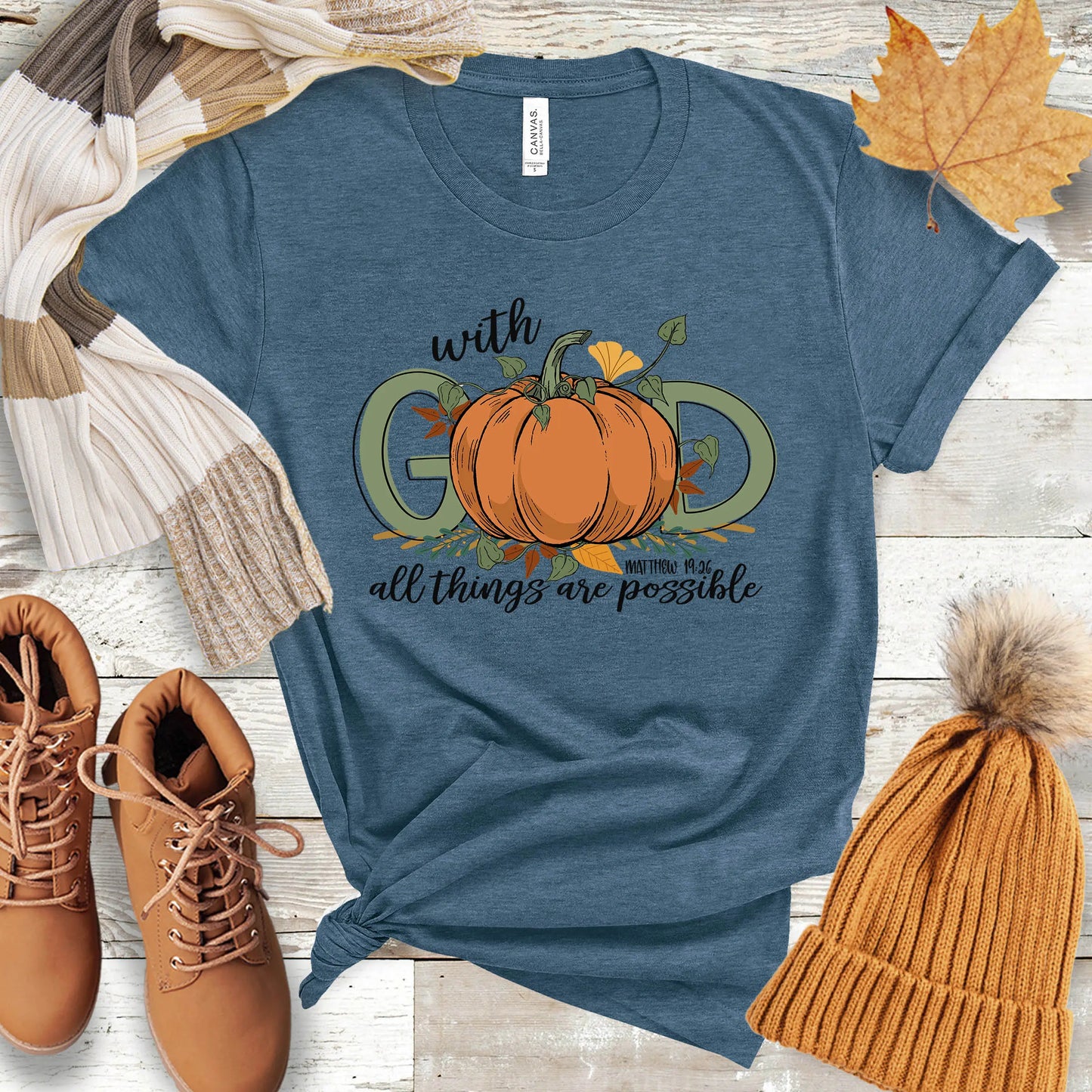 With God Fall Pumpkin Tee Printify