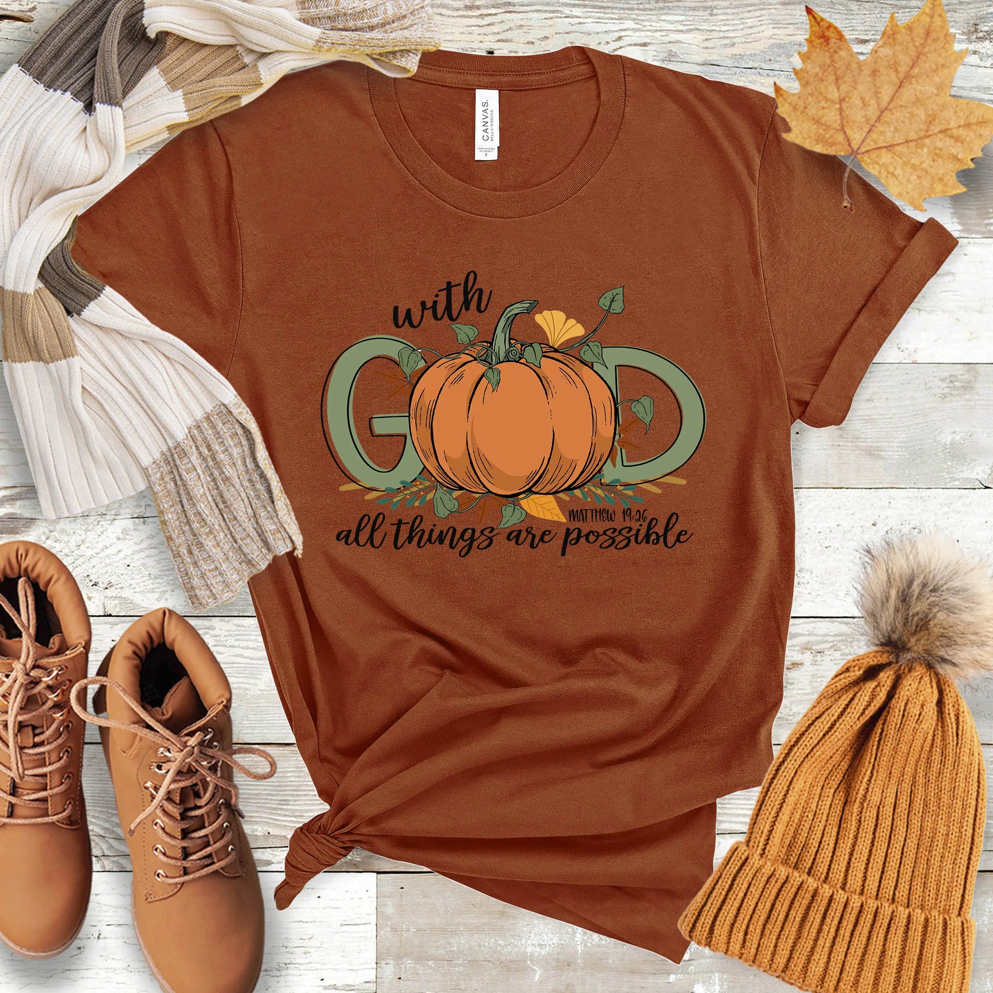 With God Fall Pumpkin Tee Printify