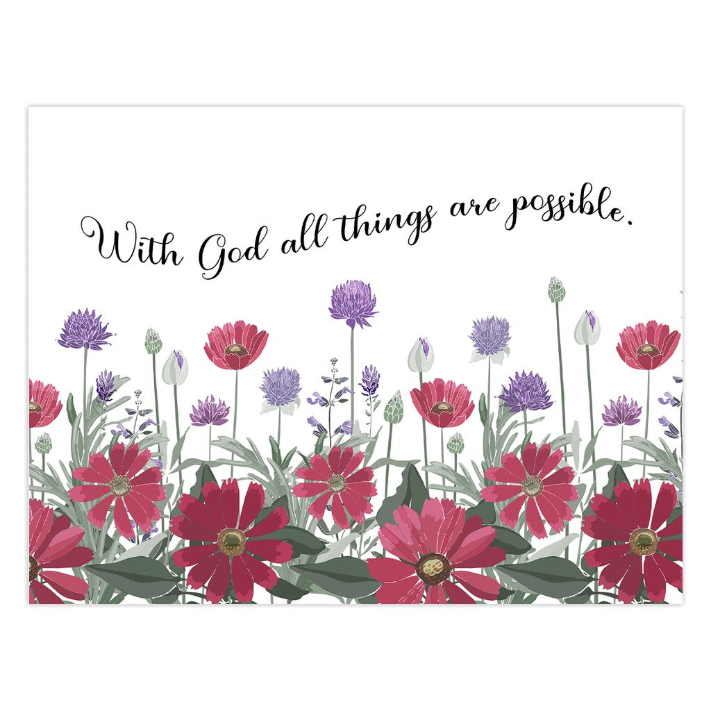 With God Inspirational Cards - Red Floral Amazing Faith Designs