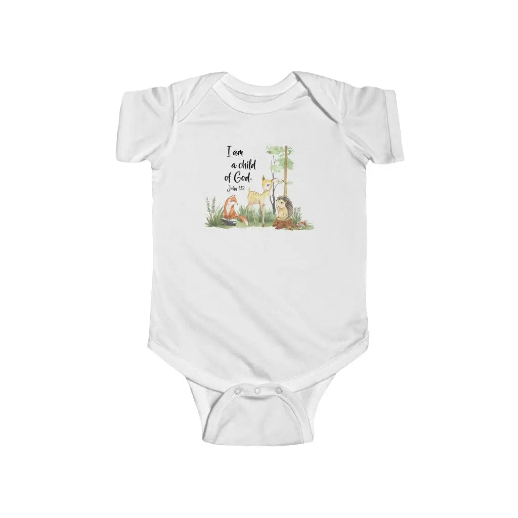 Woodland Animals I am a Child of God Personalized Baby Onesie | Christian Baby Shower Gift | Personalized Baby Gift Printify