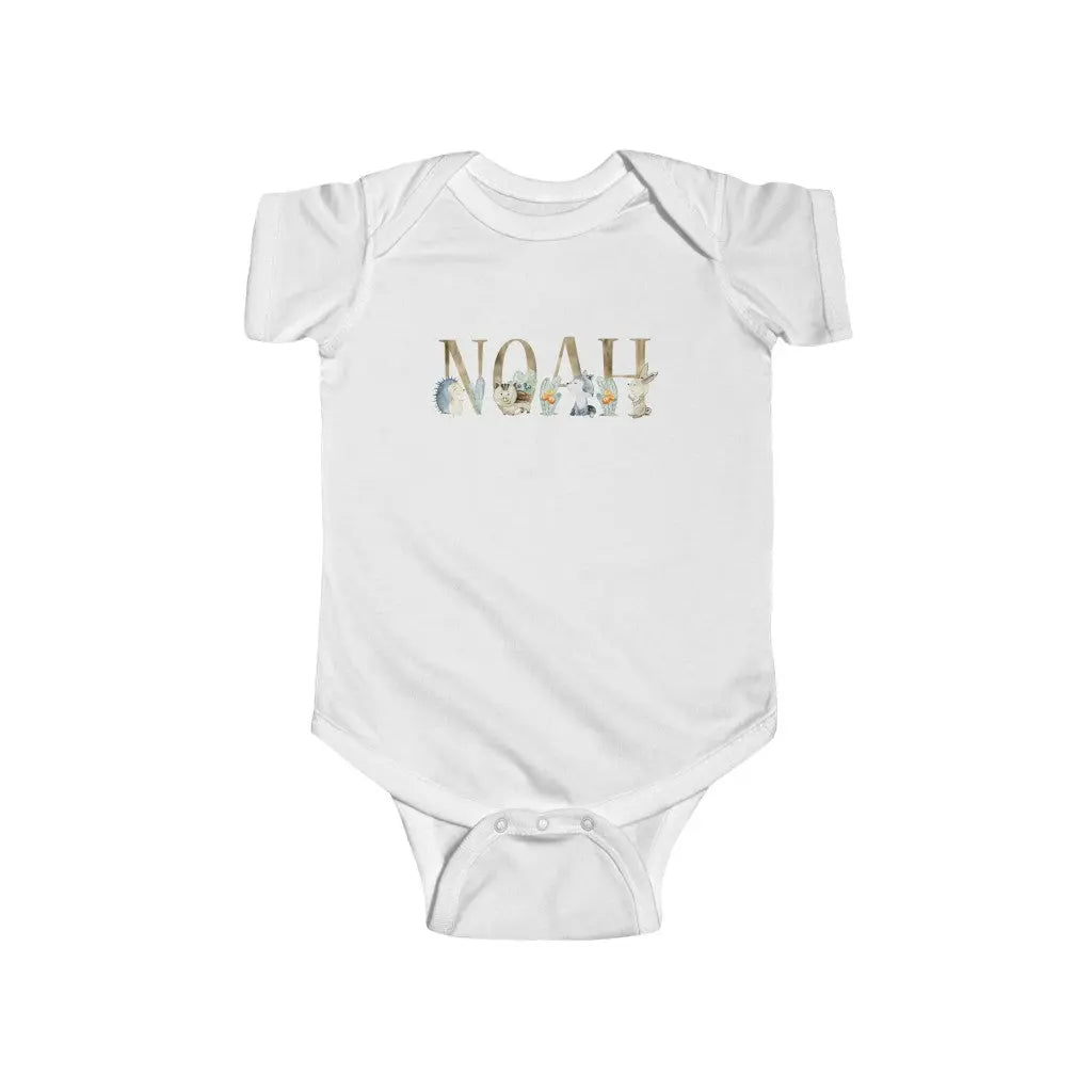 Woodland Animals Personalized Name Infant Bodysuit Onesie Printify