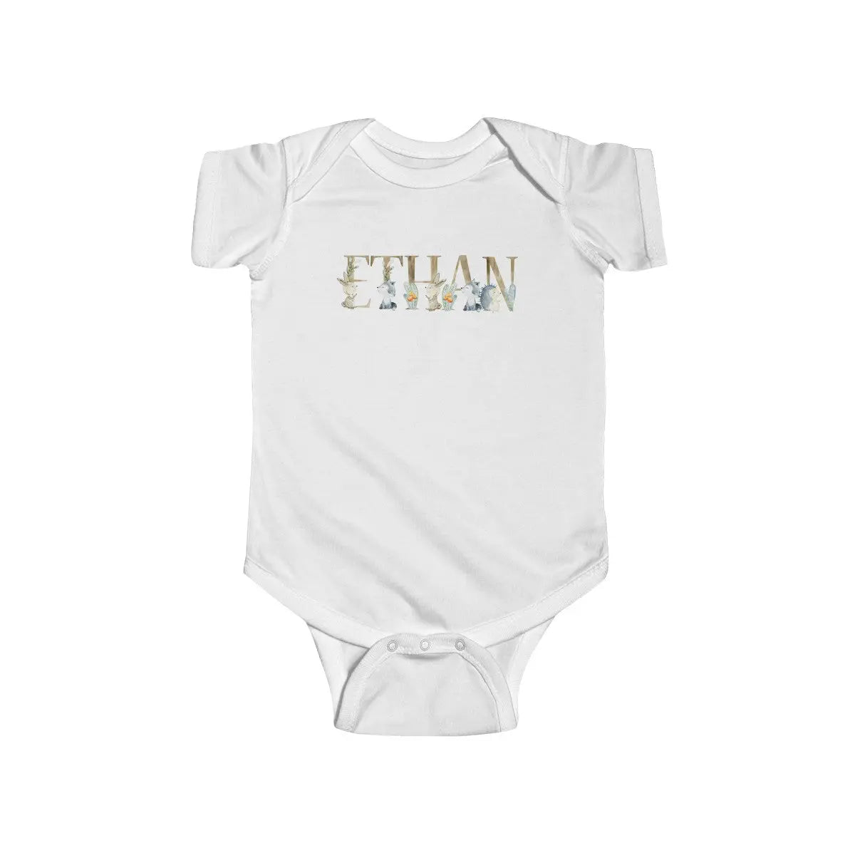 Woodland Animals Personalized Name Infant Bodysuit Onesie Printify