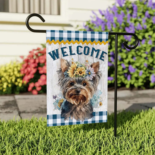 Yorkshire Terrier Welcome Garden Flag Amazing Faith Designs