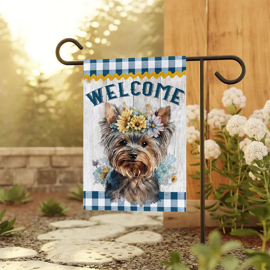 Yorkshire Terrier Welcome Garden Flag Amazing Faith Designs