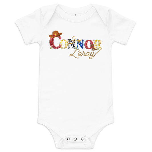 Cowboy Personalized Baby Onesie Amazing Faith Designs