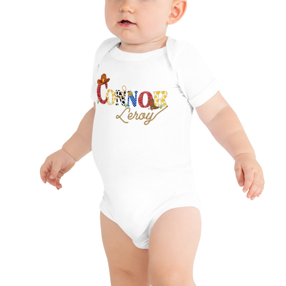 Cowboy Personalized Baby Onesie - Amazing Faith Designs