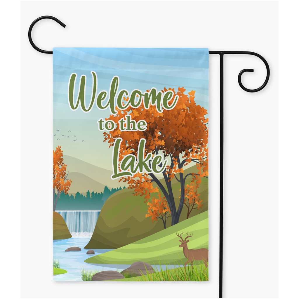 Fall Welcome to the Lake Garden Yard Flag Amazing Faith Designs