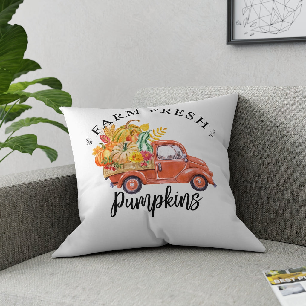 Fall Pumpkins Truck Throw Pillow Printify