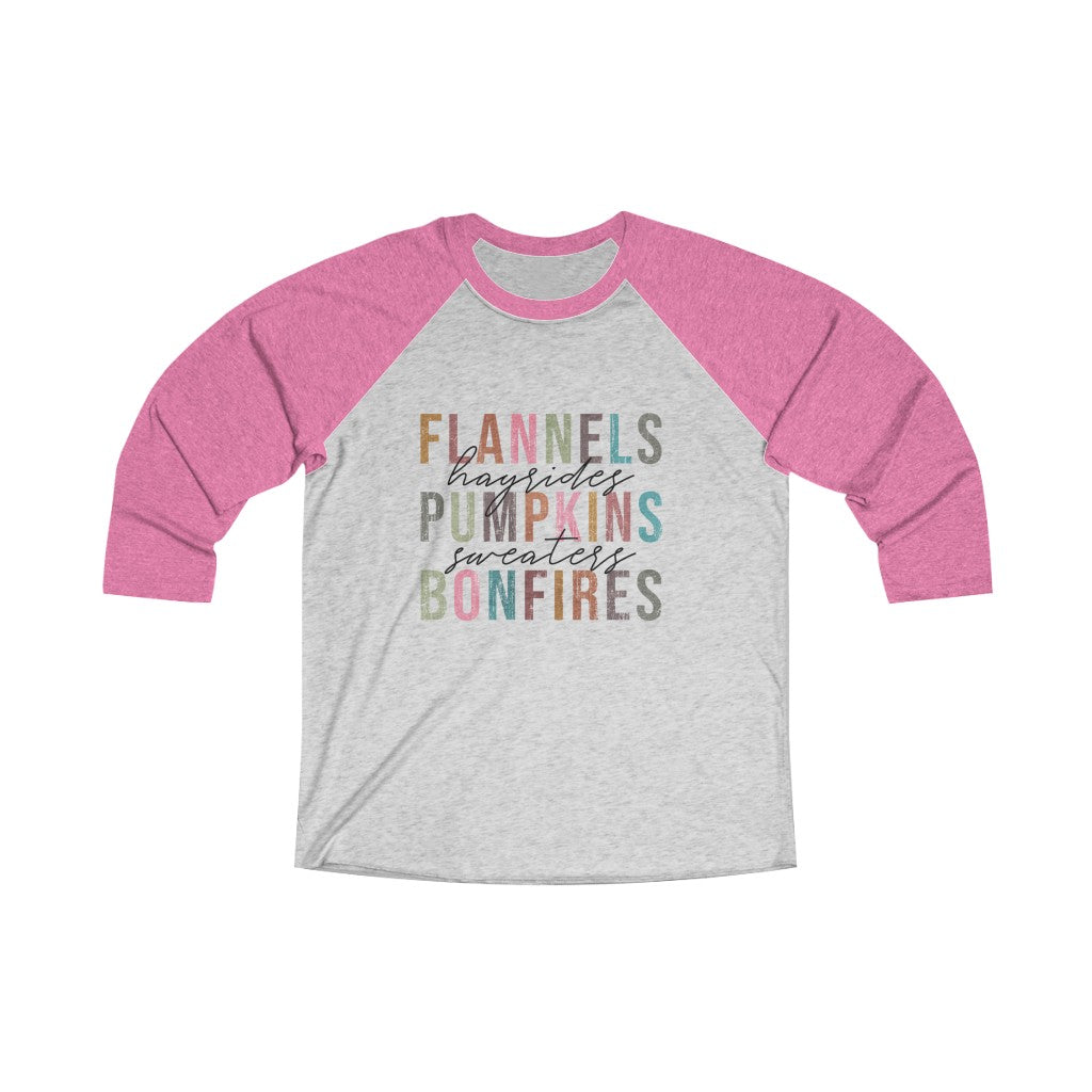 Pumpkins Bonfires 3/4 Sleeve - Fall Triblend Shirt - Amazing Faith Designs