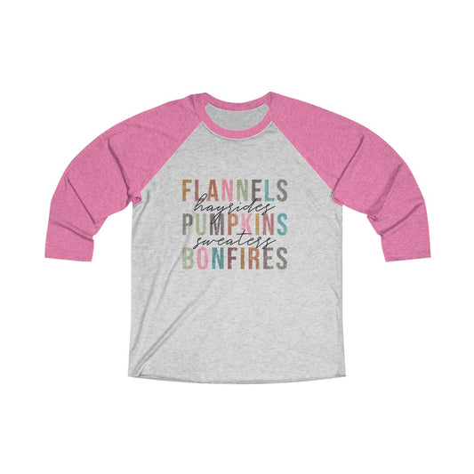 Pumpkins Bonfires 3/4 Sleeve - Fall Triblend Shirt - Amazing Faith Designs