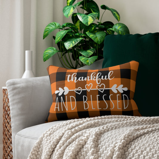 Thankful and Blessed Fall Throw Pillow Printify