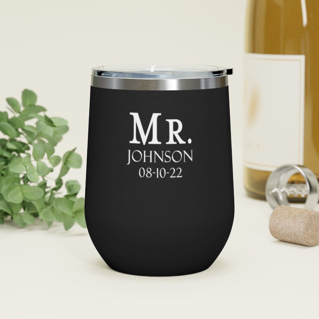 Mr. And Mrs. Personalized Name 12oz Insulated Wine Tumbler | Wedding Engagement Bridal Shower Gift - Amazing Faith Designs