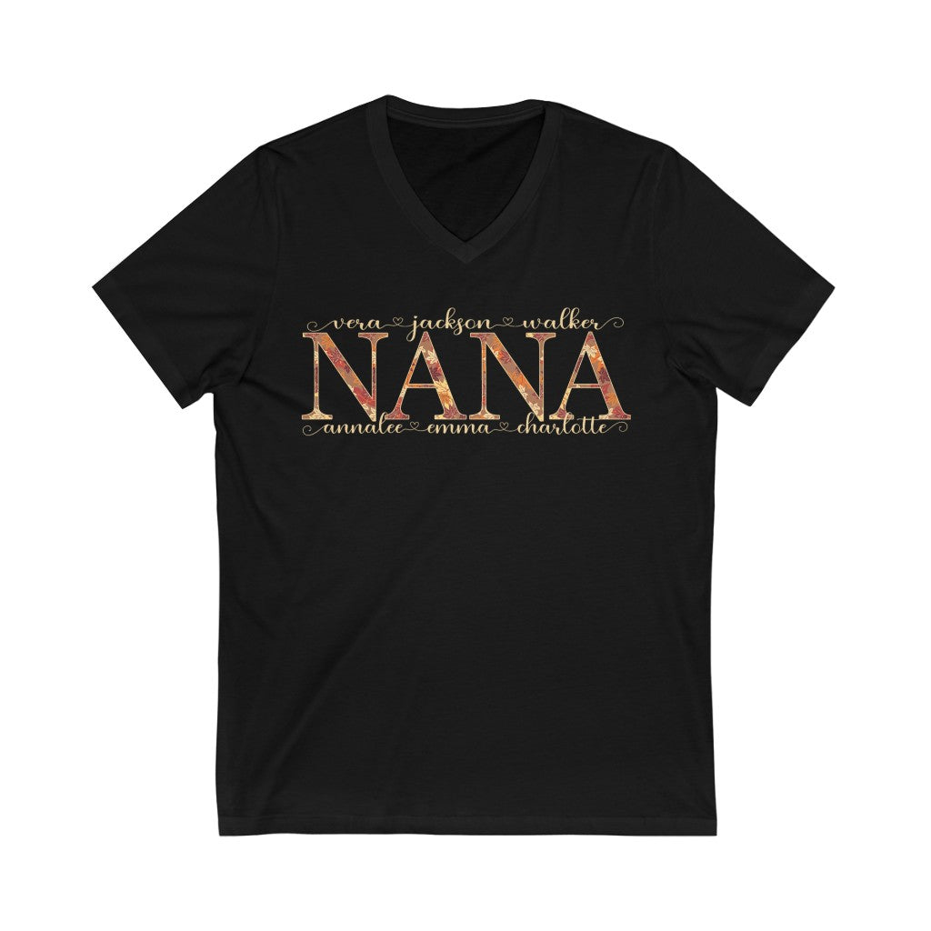 Nana Fall Shirt Kids Names Personalized Mom Grandma GiGi Auntie Mama Shirt Custom Tee Mother’s Day Gift Birthday Gift Grandkids Grandchildren Printify