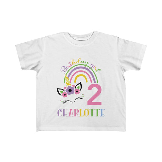 Unicorn Rainbow Toddler Birthday Short Sleeve Tee 2T 3T 4T 5T, 1st Birthday, 2nd Birthday, 3rd Birthday, 4th Birthday, 5th Birthday Tshirt - Amazing Faith Designs