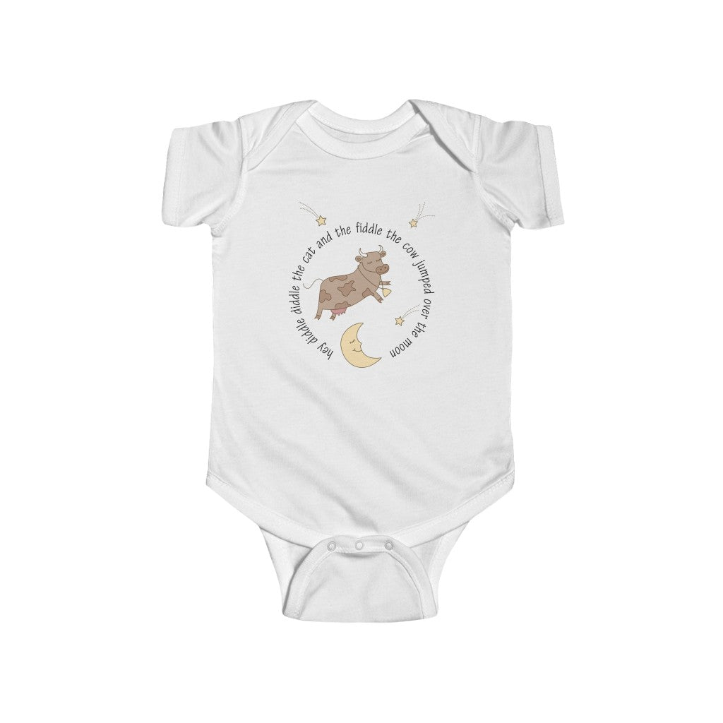 Hey Diddle Diddle the Cat and the Fiddle the Cow Jumped Over the Moon Nursery Rhyme Infant Bodysuit Onesie Printify