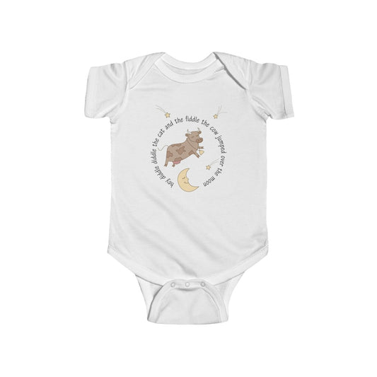 Hey Diddle Diddle the Cat and the Fiddle the Cow Jumped Over the Moon Nursery Rhyme Infant Bodysuit Onesie - Amazing Faith Designs