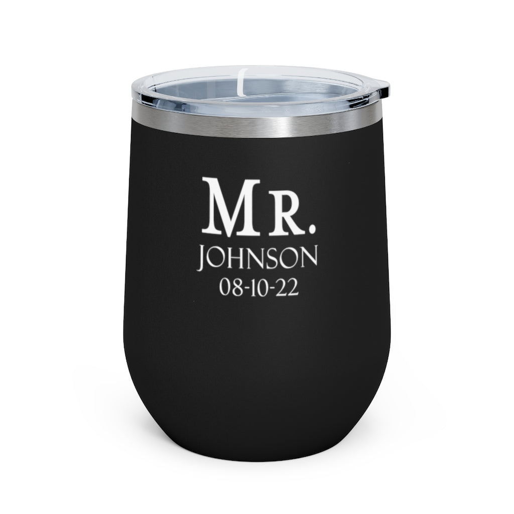 Mr. And Mrs. Personalized Name 12oz Insulated Wine Tumbler | Wedding Engagement Bridal Shower Gift - Amazing Faith Designs