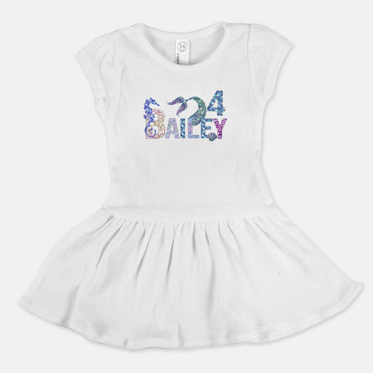 Mermaid Birthday Toddler Rib Dress, Third, Fourth, Fifth Birthday - Personalized Amazing Faith Designs