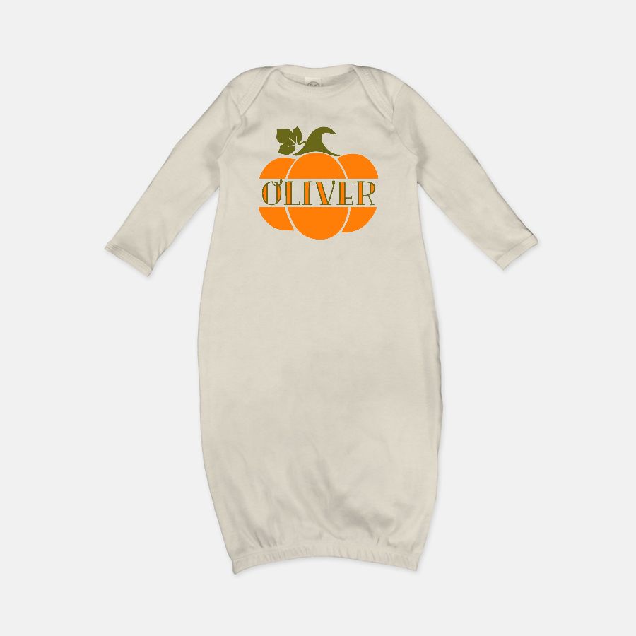 Pumpkin Personalized Infant Baby Rib Layette Gown - boys - Amazing Faith Designs