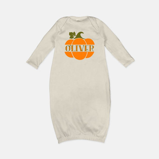 Pumpkin Personalized Infant Baby Rib Layette Gown - boys - Amazing Faith Designs