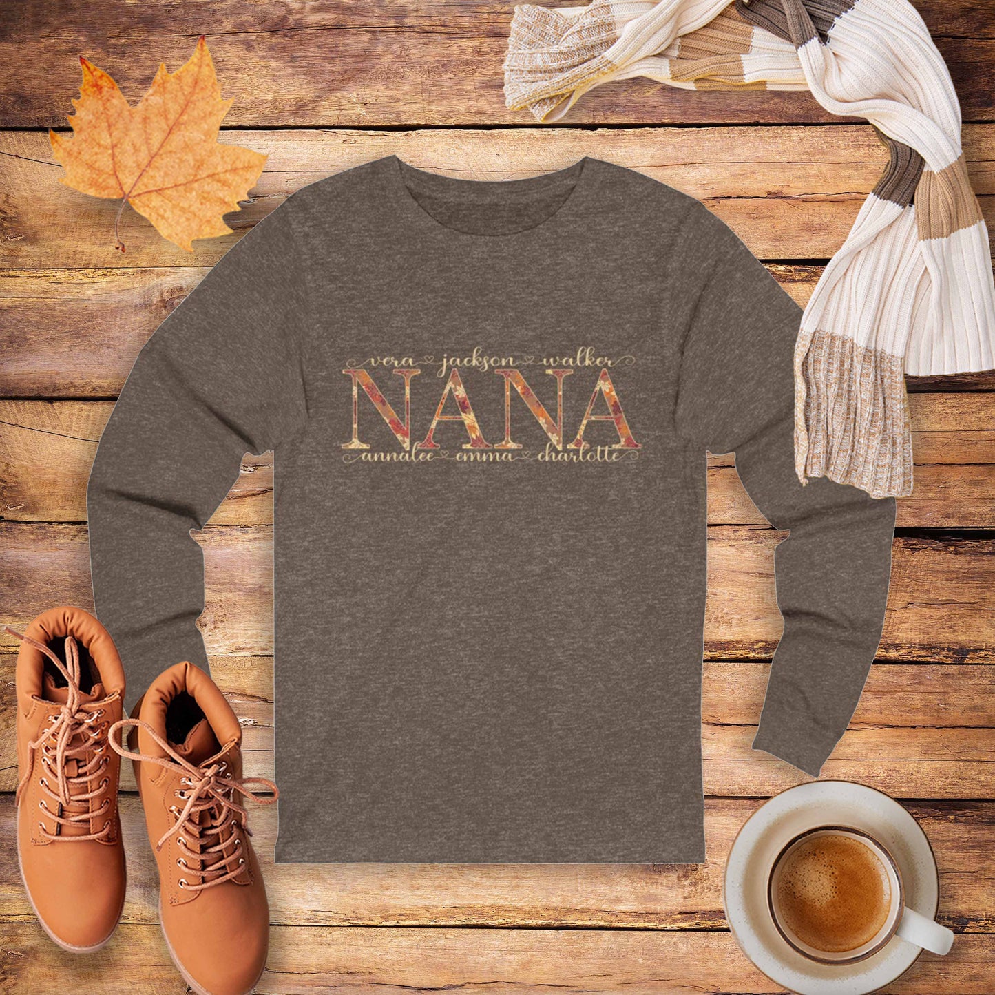 Nana Fall Shirt | Kids Names | Personalized Mom Grandma Gigi Mimi Auntie Mama Shirt | Grandkids Grandchildren - Amazing Faith Designs